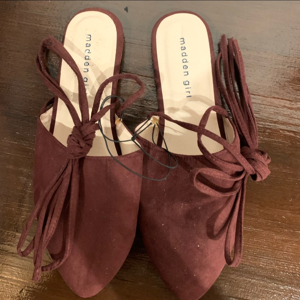 Madden Girl G-Marcy Ankle Lace Up Slide In Flats Womens Size 8
